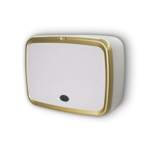 מתקן לניגוב ידיים ללא מגע מסך לבן מסגרת זהב