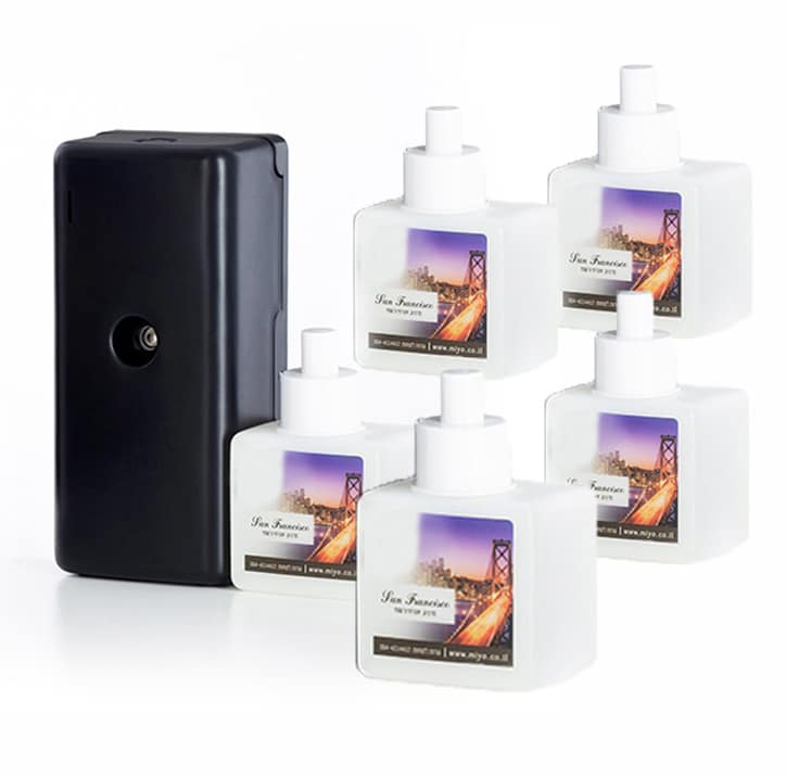 מפיץ ריח על סוללות עם 5 בקבוקי מילוי