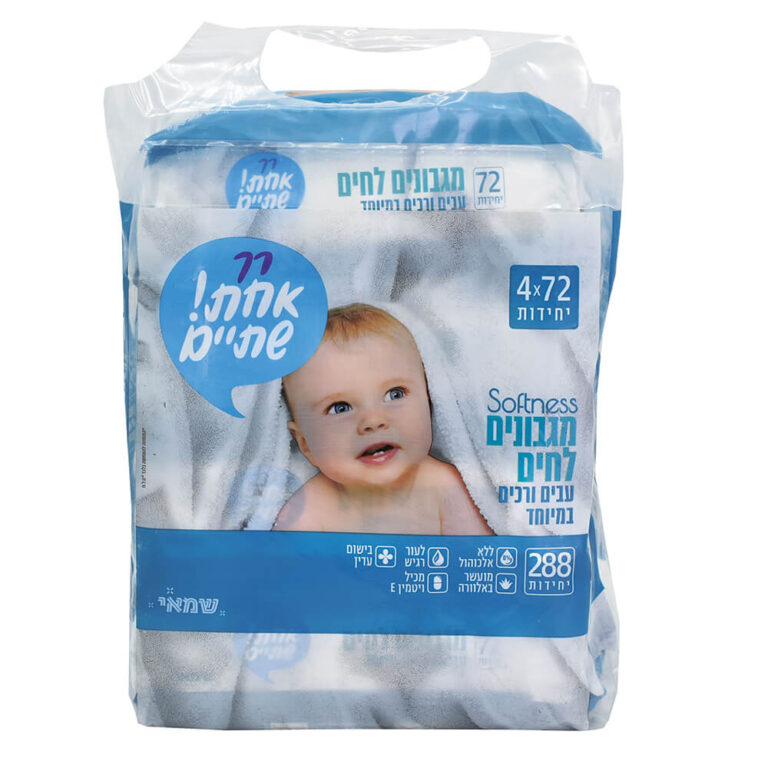 מגבונים לחים סופטנס רביעיות עבים 72 יח'